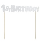 Dekoracja urodzinowa na roczek - 1st Birthday, srebrna
