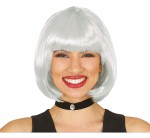 Peruka damska bob z grzywką, biała, siwa