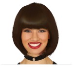 Peruka damska bob z grzywką, brązowy