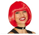 Peruka damska bob z grzywką, czerwona
