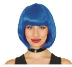 Peruka damska bob z grzywką, niebieska