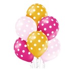 Balony w Grochy, różowe i złote 6 szt. 