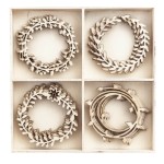 Dekoracje, kształty z drewna wianuszki, 20 szt.