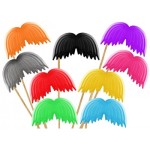 Fotobudka, Kolorowe Duże Wąsy na patyczkach do zdjęć, 9 szt.