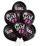 Balony It's a Girl na Baby Shower, czarne 6 szt.   