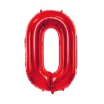 Balon foliowy cyfra 0, czerwony