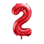 Balon foliowy cyfra 2, czerwony
