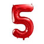 Balon foliowy cyfra 5, czerwony