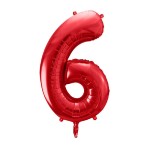 Balon foliowy cyfra 6, czerwony