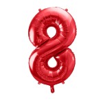 Balon foliowy cyfra 8, czerwony
