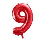 Balon foliowy cyfra 9, czerwony 