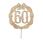 Topper, dekoracja urodzinowa na  60 urodziny, złota (13 cm)