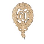 Topper, dekoracja urodzinowa na  60 urodziny, złota (8x12 cm)