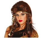 Peruka Kobiety Jaskiniowiec - brązowe, długie włosy z opaską