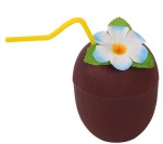 Kubek Kokos ze słomką  i kwiatkiem