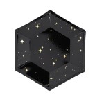 Talerzyki czarne w złote gwiazdki 20 cm, 6 szt.