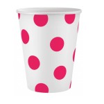 Kubeczki papierowe w Groszki ciemno różowe 6 szt.