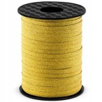 Tasiemka do balonów, prezentów brokatowa złota, 225 m